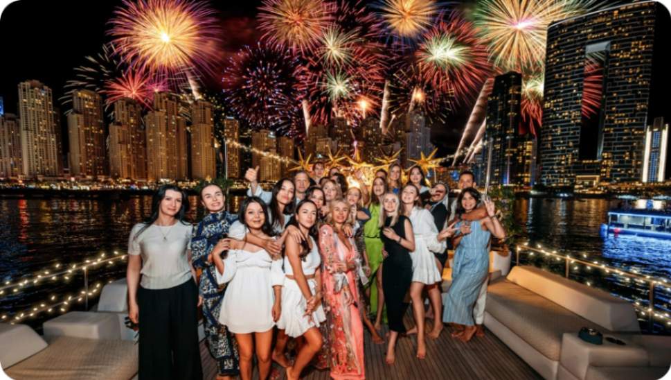 New Year's Eve Yacht Party Dubai Celebration.