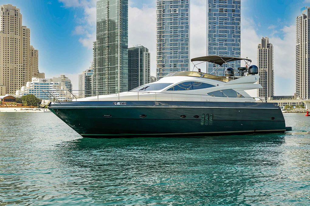 Abacus 62 Feet Yacht Rental Dubai Marina Docked and Ready for a Luxury Cruise