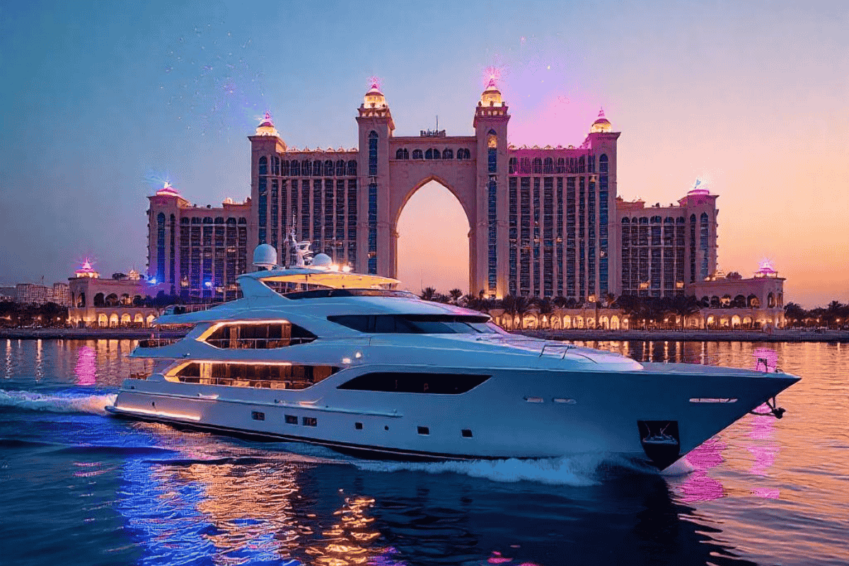 Luxury Yacht charter sailing for a New Year yacht party in Dubai